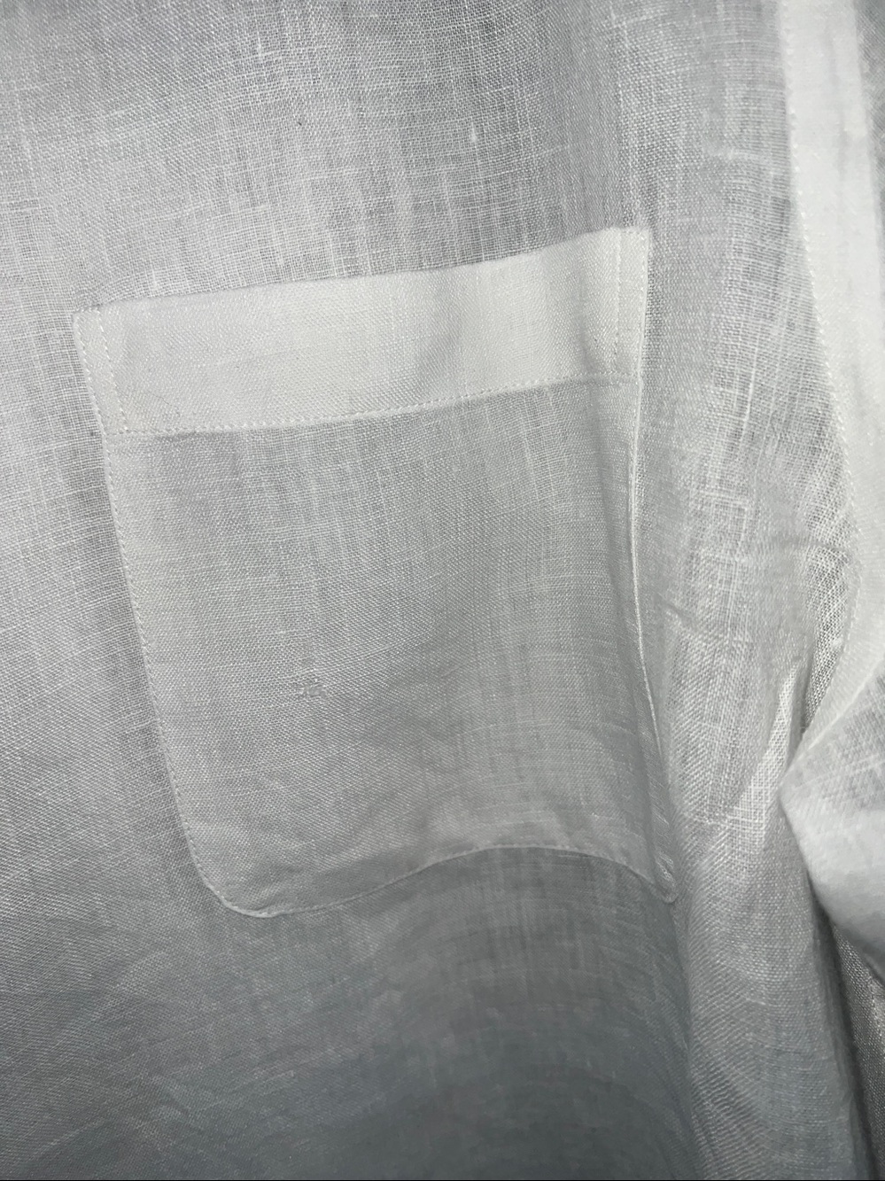 White 100% Linen Long Sleeve Button Up - Picture 2 of 8